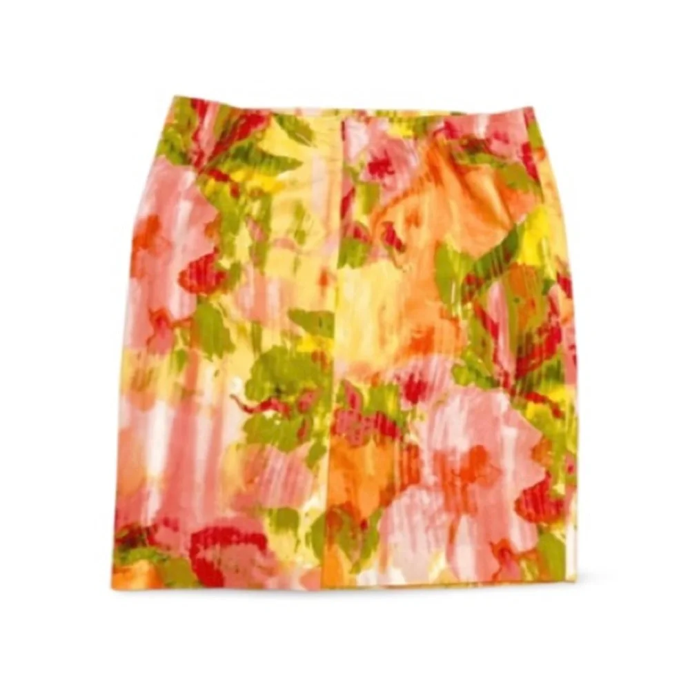 Jones New York Collection Pink, Lime, Yellow, & White Stretch Skirt - Size 16 - Picture 3 of 10